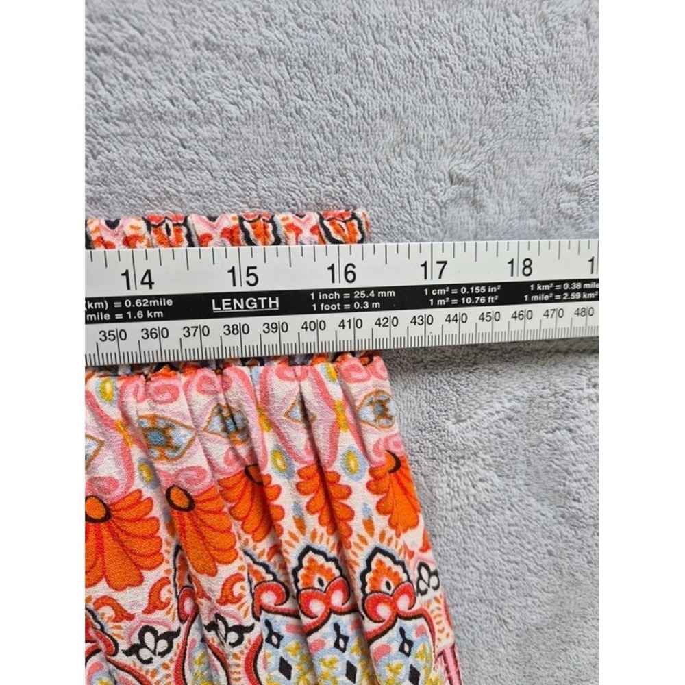 Rachel Zoe‎ Paisley Maxi Skirt Size M Est Orange Pink Boho Elastic Waist Viscose - Picture 10 of 11